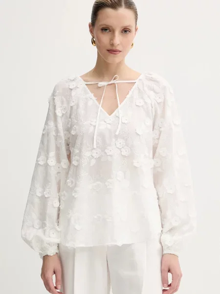 Блуза Guess PELARI дамска с десен бяло