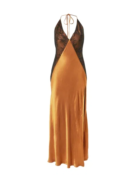 Bardot rochie maxi evazați maro