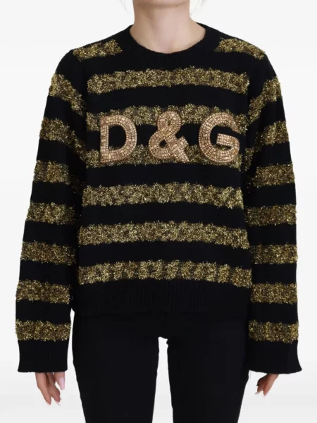 Ριγέ πουλόβερ Dolce & Gabbana μαύρο