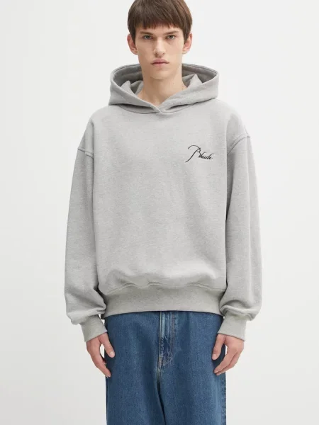 Dukserica RHUDE Classique side s kapuljačom bez uzorka siva