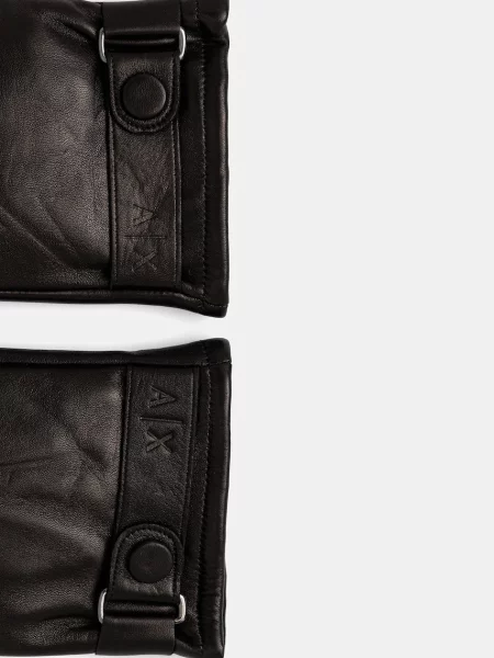 Armani Exchange rękawiczki skórzane czarny