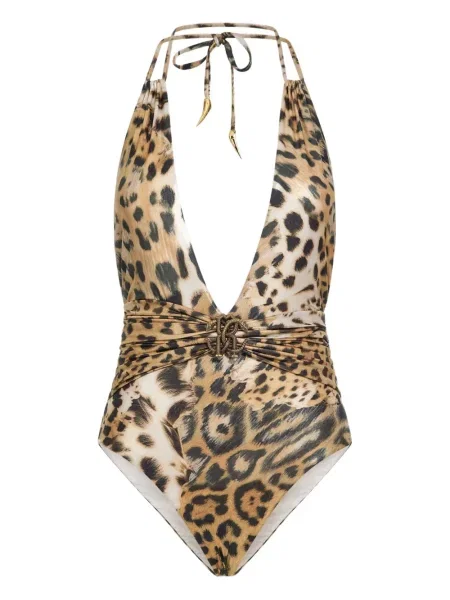 Costum de baie Roberto Cavalli cu imagine cu model leopard maro