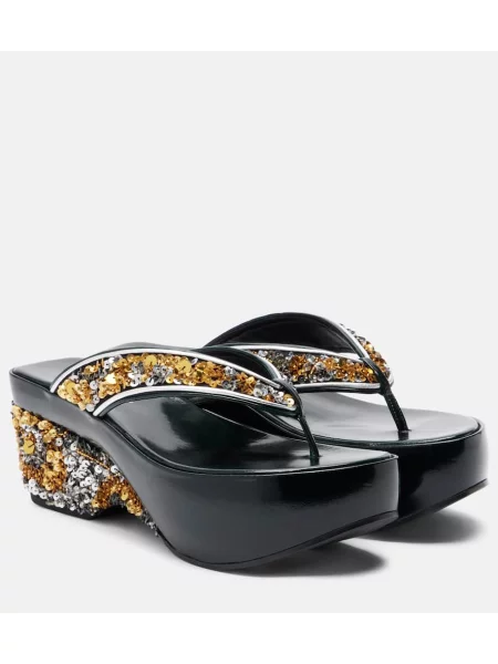 Chiloți tanga Dries Van Noten cu pană negru