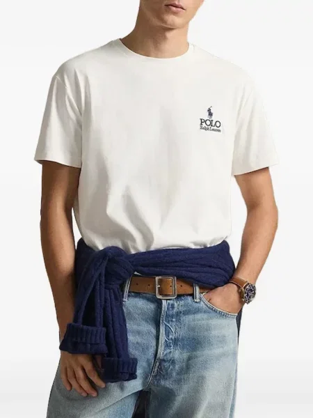 Tricou polo Polo Ralph Lauren cu autograf alb