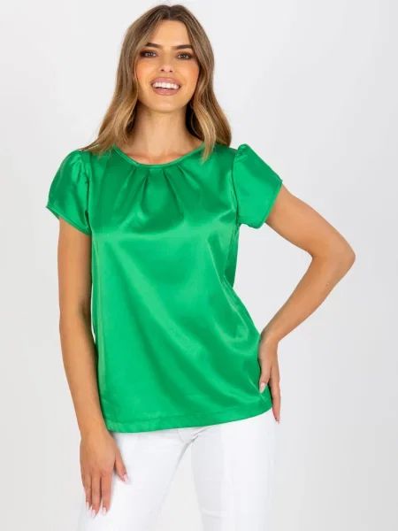 Bluză Fashionhunters din satin verde
