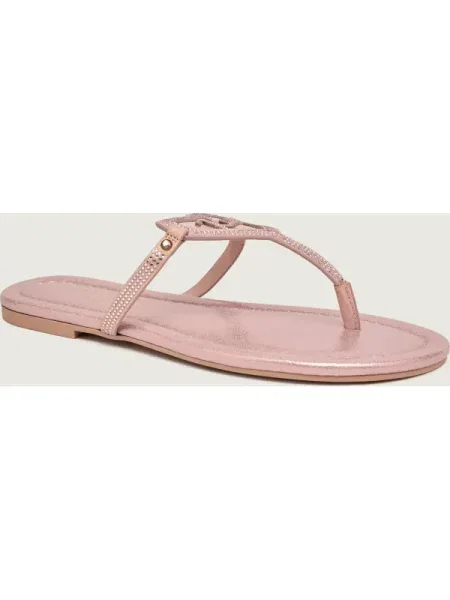 Șlapi Kurt Geiger din piele cu motiv cu inimi roz