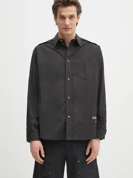 Undercover cămașă din Shirt/blouse bărbați cu guler clasic relaxed negru