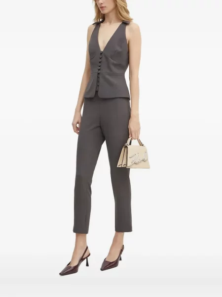 Top Bardot cu gât halter gri