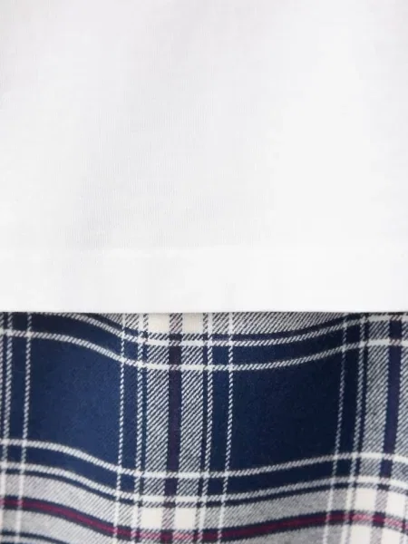 Piżama z bawełny w kratę Teen XL MANGO TEEN granatowy