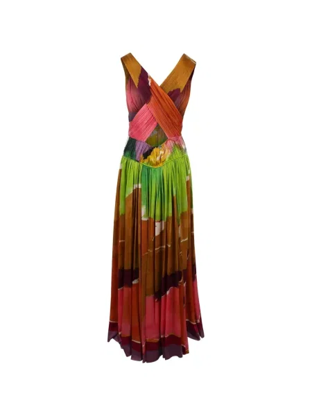 Rochie maxi Ulla Johnson cu imagine de costum roz