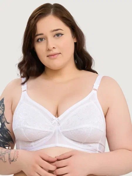Однотонный бюстгальтер с вышивкой білий