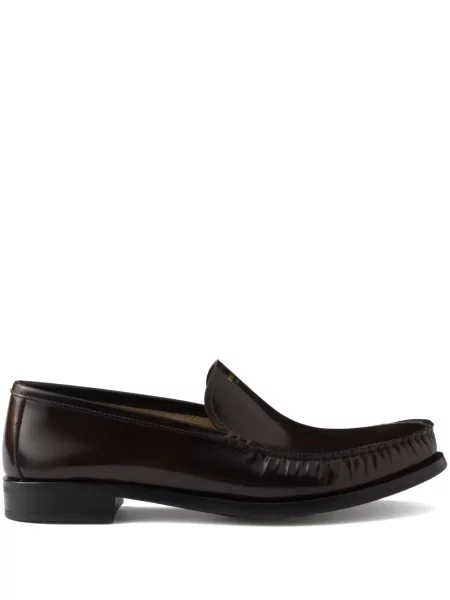 Kožené loafers Prada hnědé