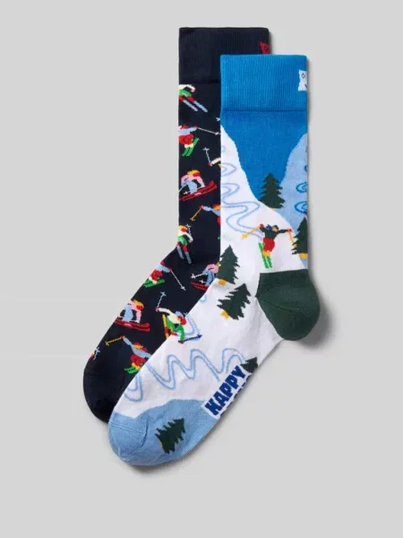 Skarpety z elastycznej mieszanki bawełny model Winter Sports' Happy Socks białe