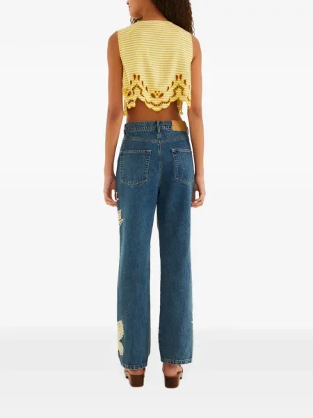 Pantaloni Farm Rio cu broderie albastru