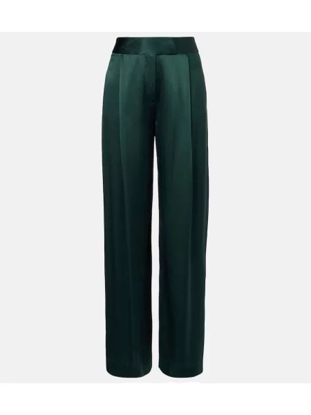 Pantaloni The Sei din satin verde