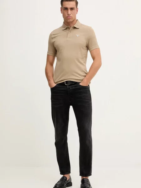 Однотонное поло Barbour черное