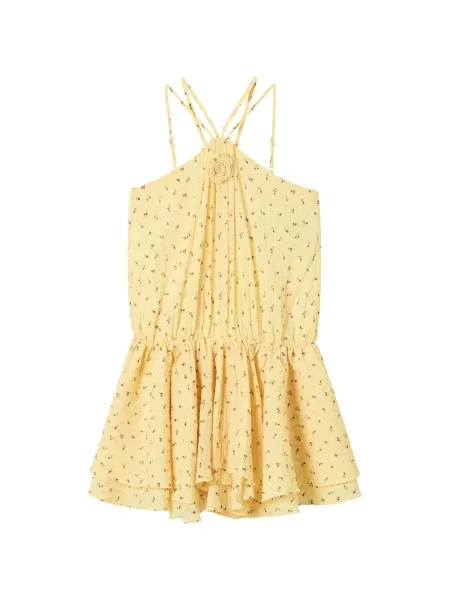 Rochie mini B+ab cu model floral cu imagine galben