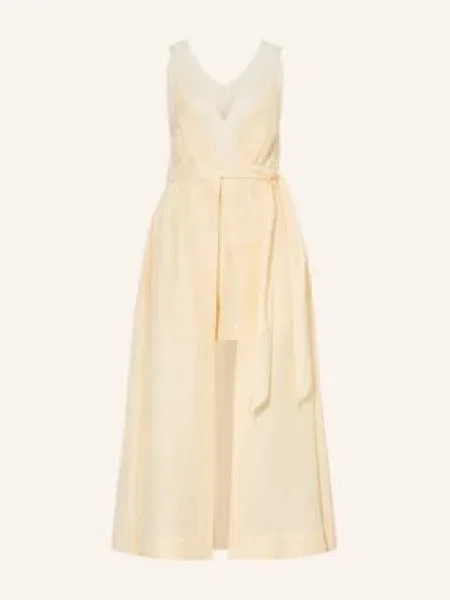 Sandro Sukienka Kopertowa Z Lnu I Koronki gelb