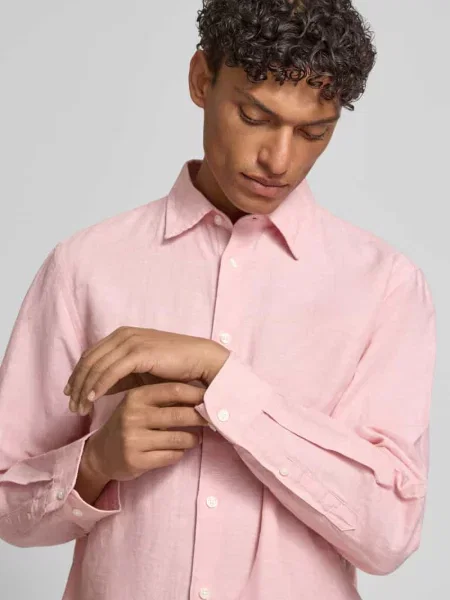 Koszula casualowa z mieszanki lnu i bawełny w kroju regular fit model CLAY LINENBLEND' Selected Homme