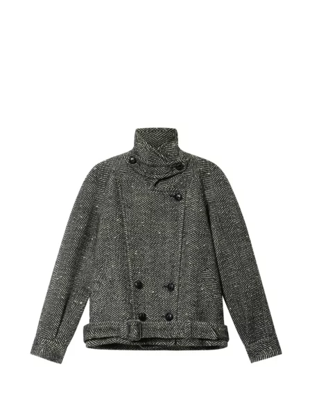 Palton Isabel Marant cu model herringbone negru