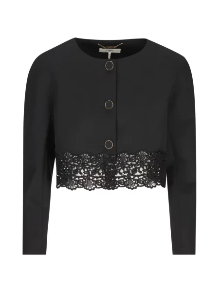 Decupat cardigan Chloé din dantelă negru