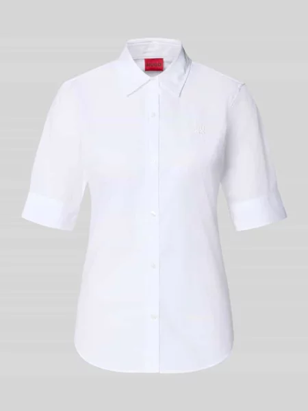 Bluzka koszulowa o kroju oversized z czystej bawełny model The Summer Shirt' Hugo biała