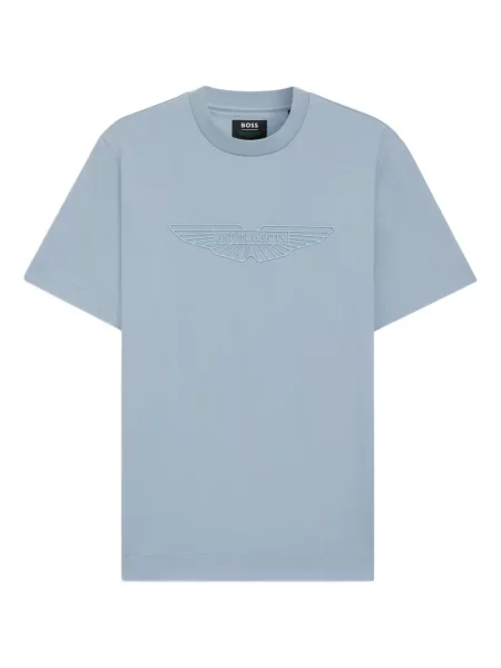 Tricou Boss cu broderie albastru