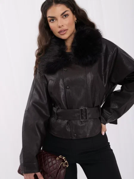 Kožna jakna Italy Moda crna