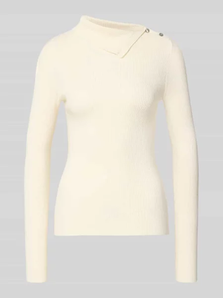 Sweter o kroju slim fit z mieszanki w imitacji dzianiny Myon biały