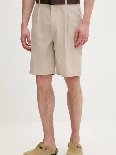 Les Deux pantaloni scurți pentru bărbați cu amestec de in Reece bej