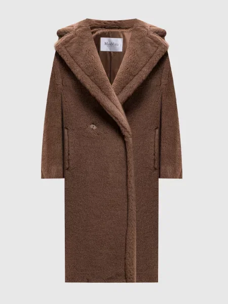 Двобортне пальто TEDDY з вовни верблюда та шовку Max Mara коричневе