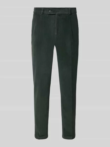 Spodnie o kroju slim fit z mieszanki bawełny w imitacji sztruksu model Cliffer' Zuitable zielone