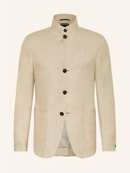 Zegna Lněné Sako Slim Fit béžová