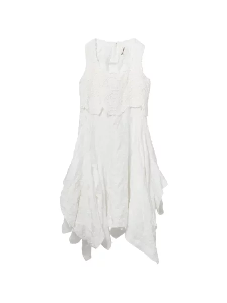Rochie midi Comme Des Garçons cu broderie cu model floral alb