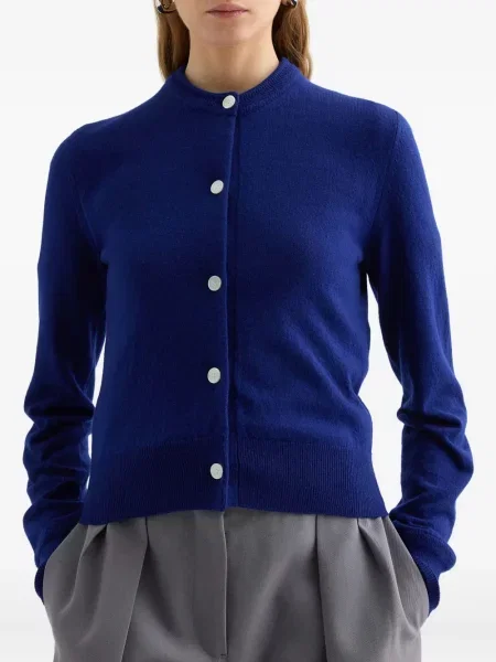 Cardigan Jil Sander cu decolteu rotund albastru