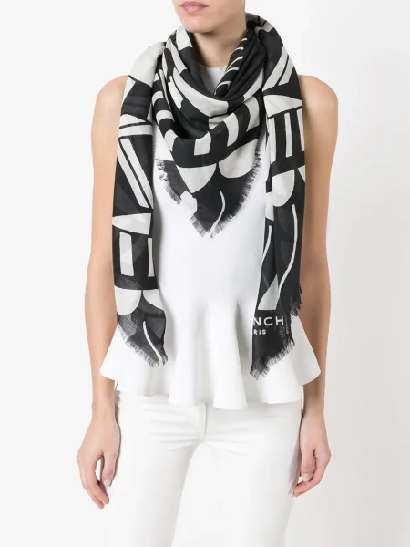 Fular Givenchy cu imprimeu geometric negru