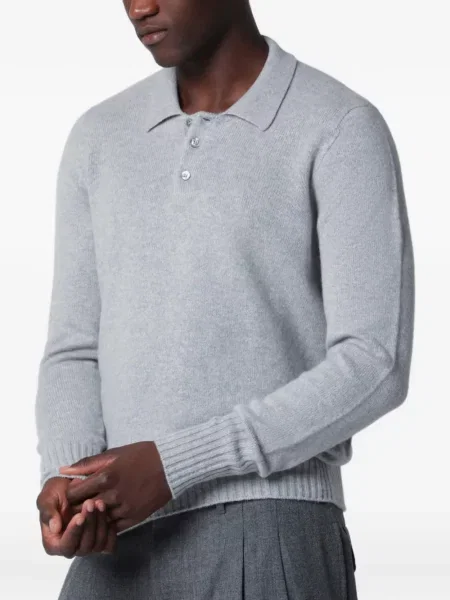 Lung tricou polo Drumohr gri