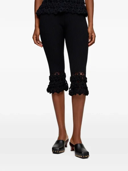 Pantaloni Ganni cu model floral cu nervuri negru