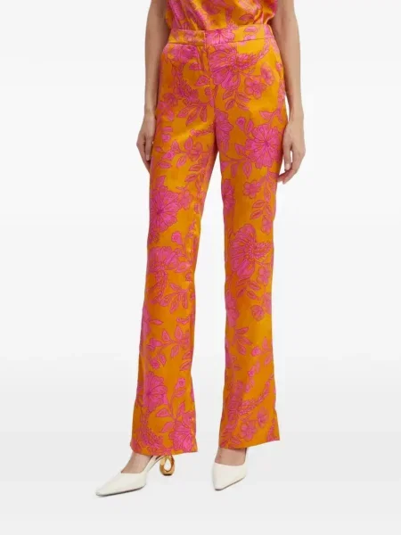 Pantaloni Morgan cu model floral portocaliu