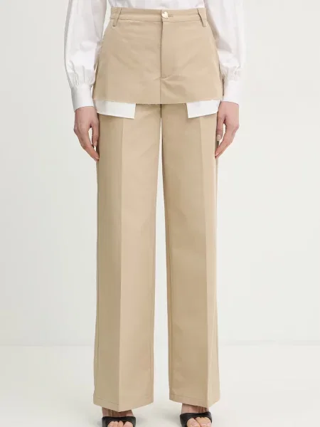 Silvian Heach pantaloni drepți de femei din SPANIT bej