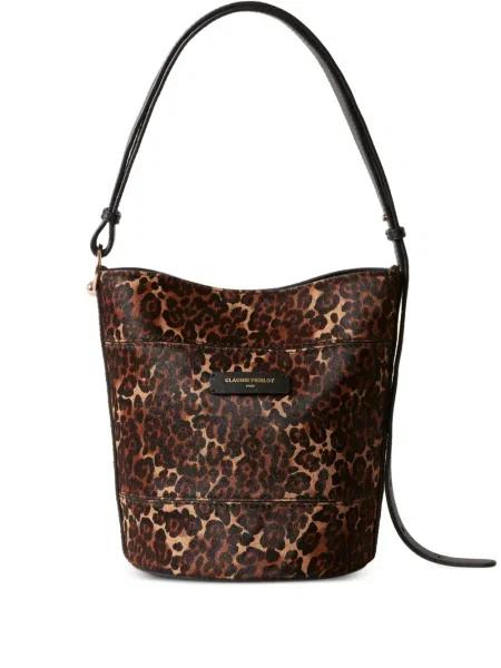 Geantă bucket Claudie Pierlot cu imagine cu model leopard maro