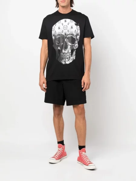Krátké tričko Philipp Plein s potiskem černé