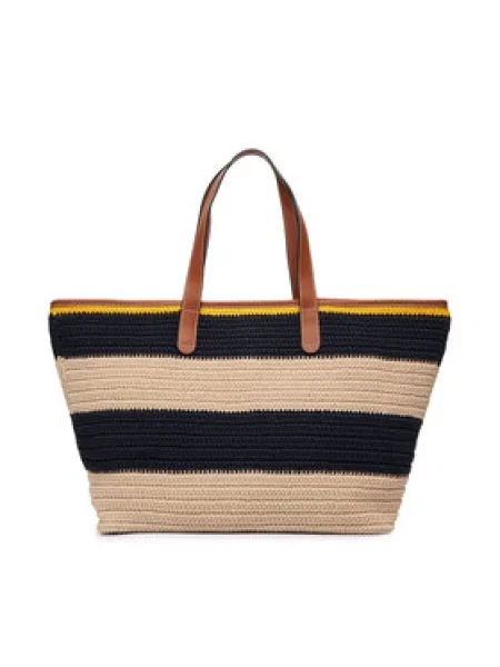 Táska Tommy Hilfiger Th Nautical Tote Crochet Str Színes bézs