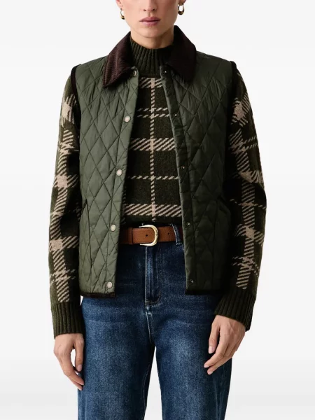 Gulerat matlasat vestă Barbour de catifea cord verde