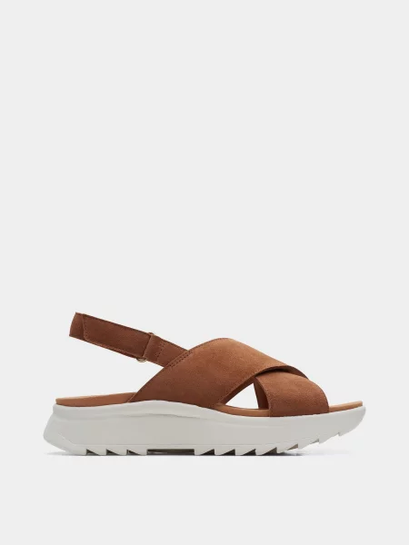 Замшевые босоножки Clarks коричневые