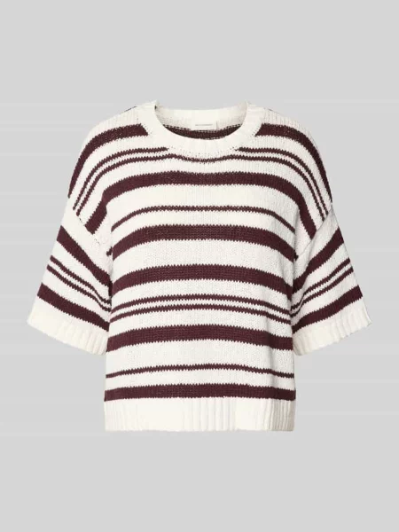 Sweter z dzianiny z rękawem o dł. model ‘Hannalie’ Msch Copenhagen bordowy