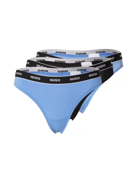 HUGO Tanga azur / negru alb