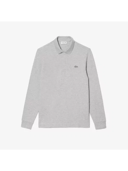 Lacoste Koszulka Polo Z Długim Rękawem Smart Paris Z Elastycznej Bawełny szara