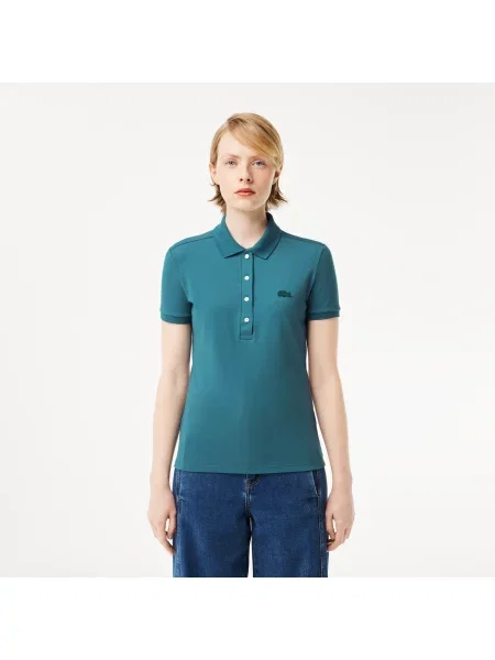 Lacoste Koszulka Polo Z Elastycznej Bawełny Slim Fit niebieski