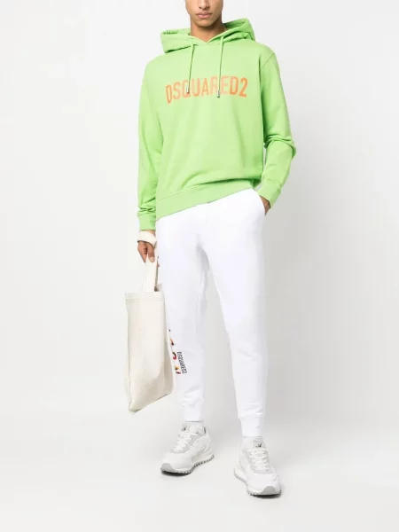 Raštuotas džemperis su gobtuvu Dsquared2 žalia